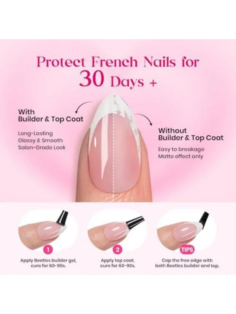 Heart Whisper Press-On Nails - Short Square, 3 Colors, 180 Pcs for Easy Glam